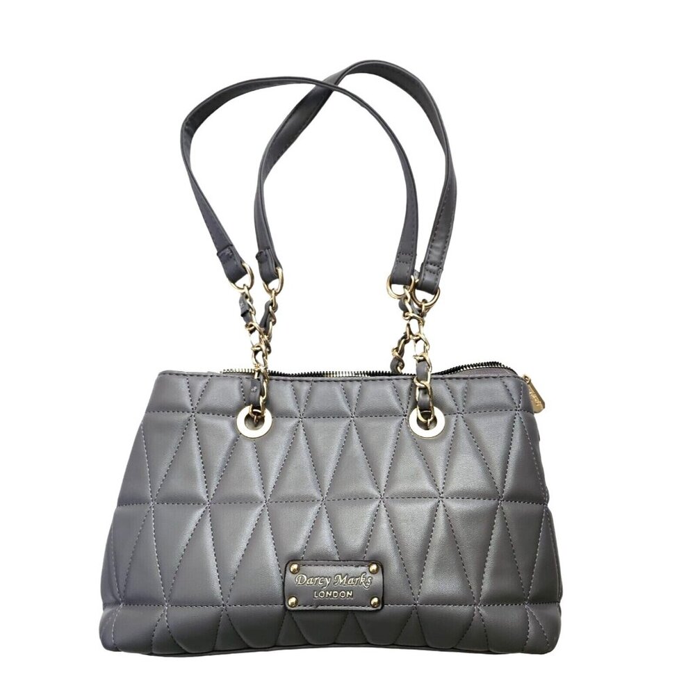 Darcy Mark's London Quilted Black Vegan Leather Satchel Purse